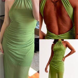 Elegant Green Halter Dress